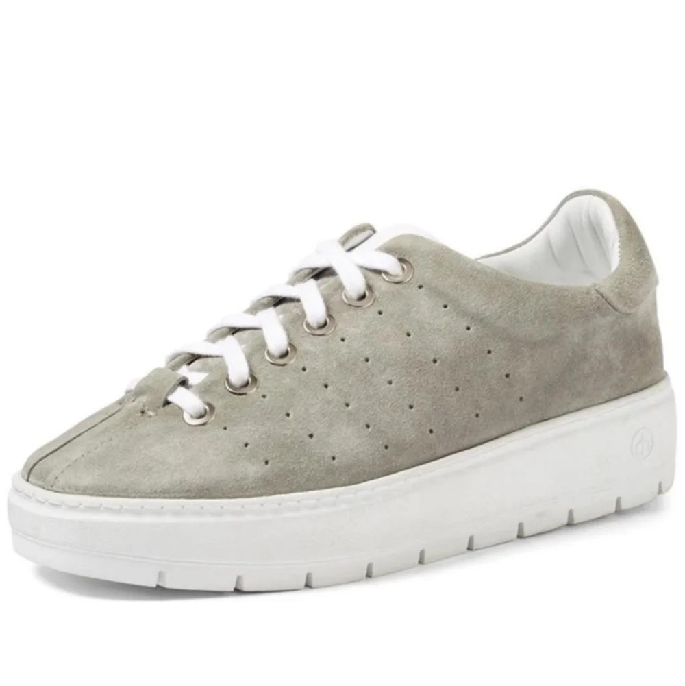 NIB Rag & Bone Linden Cemento Perforated Sued Platform Sneakers in Gray Size 9.5